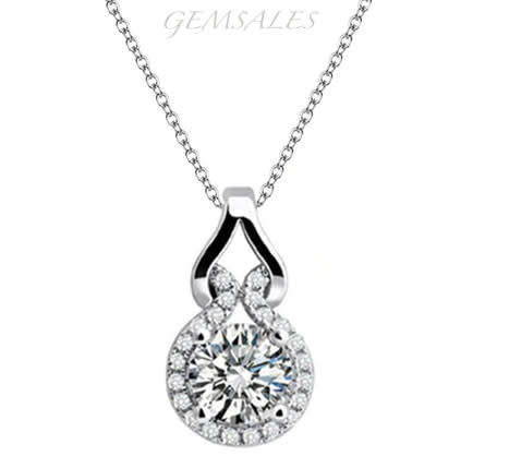 2ct  BRILLIANT CUT PENDANT NECKLACE   CZ    *CHAIN 45cm  PENDANT 20mm x 11mm*