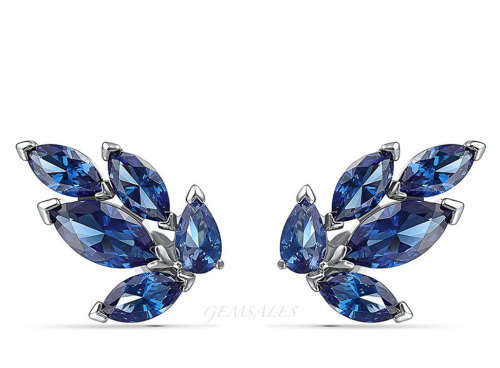 ELEGANT ROYAL BLUE TOPAZ CZ EARRINGS *13mm x 9mm*