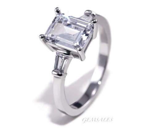 BRILLIANT CUT  2.5Ct EMERALD & BAGUETTE SIM DIAMOND CZ *S925* SIZES  5.75  /  7  /  7.75  /  9  / 10