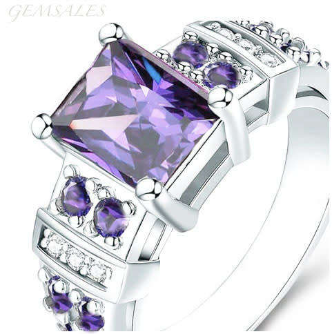 3ct EMERALD CUT AMETHYST CZ DESIGNER RING *EXCUISITE* SIZE   6.75  -  N 1/2  -  53.5mm