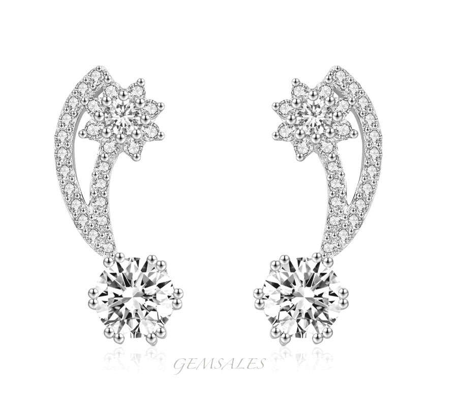 ELEGANT DESIGN .75ct BRILLIANT CUT CZ  STUD EARRINGS *EXCUISITE*   LENGTH  20mm