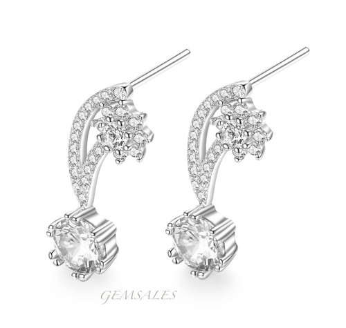 ELEGANT DESIGN .75ct BRILLIANT CUT CZ  STUD EARRINGS *EXCUISITE*   LENGTH  20mm