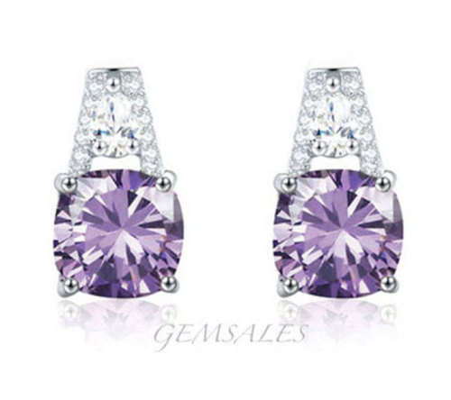 2.9ct AMETHYST TOPAZ CZ   S925  *STUD EARRINGS*
