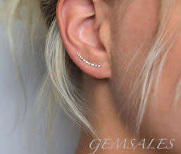 ELEGANT SILVER BAR  STUD EARRINGS  S925 *WITH MICRO INLAY*