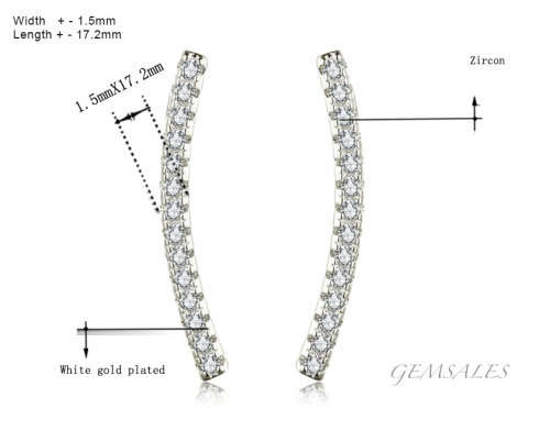 ELEGANT SILVER BAR  STUD EARRINGS  S925 *WITH MICRO INLAY*