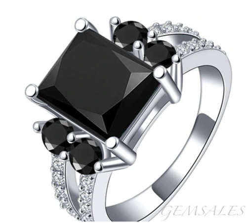 SPECTACULAR 3ct BLACK EMERALD CZ  *S925*   SIZES   6   /   8   /   9    AVAILABLE