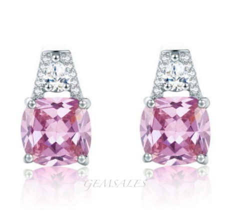 2.9ct PINK TOPAZ CZ   S925  *STUD EARRINGS*