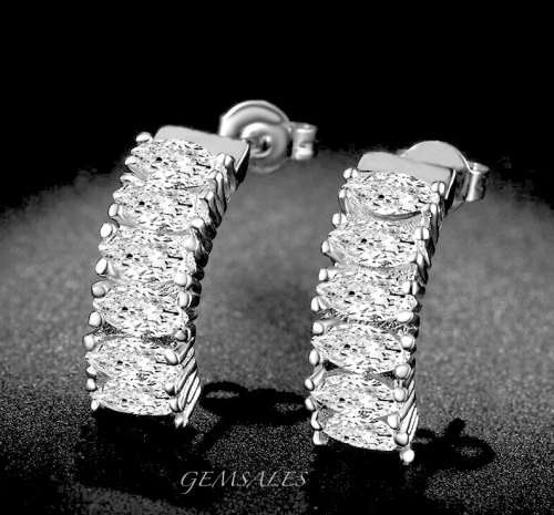 STYLISH MARQUISE  6 x  .30ct  CZ  STUD EARRINGS *S925*   LENGTH  20mm