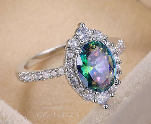 VINTAGE STYLE 2.5ct  MYSTIC TOPAZ CZ RING     SIZES   6  /  7  /  9  /  10  AVAILABLE