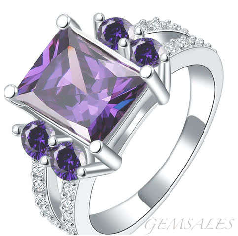 SPECTACULAR 3ct AMETHYST EMERALD CZ    SIZES   6   /   7.75   /   8     AVAILABLE