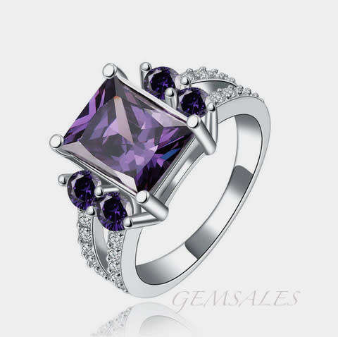 SPECTACULAR 3ct AMETHYST EMERALD CZ    SIZES   6   /   7.75   /   8     AVAILABLE