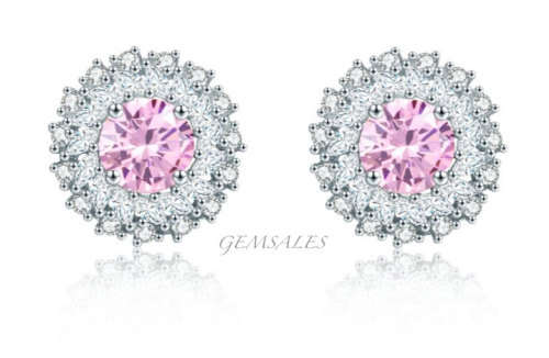 STUNNING 1.25ct PINK TOPAZ CZ  STUD EARRINGS  *15mm*