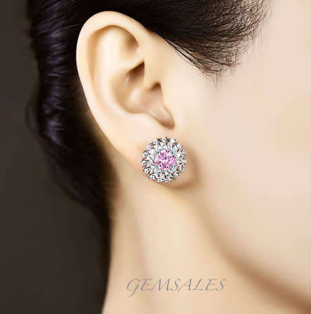STUNNING 1.25ct PINK TOPAZ CZ  STUD EARRINGS  *15mm*