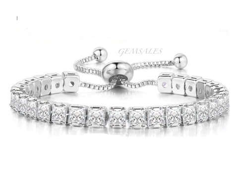 30 x .40ct PRINCESS CUT BRILLIANT CUT CZ *ADJUSTABLE* TENNIS BRACELET