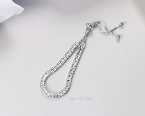 41 x .24ct BAGUETTE CUT BRILLIANT CZ *ADJUSTABLE* TENNIS BRACELET