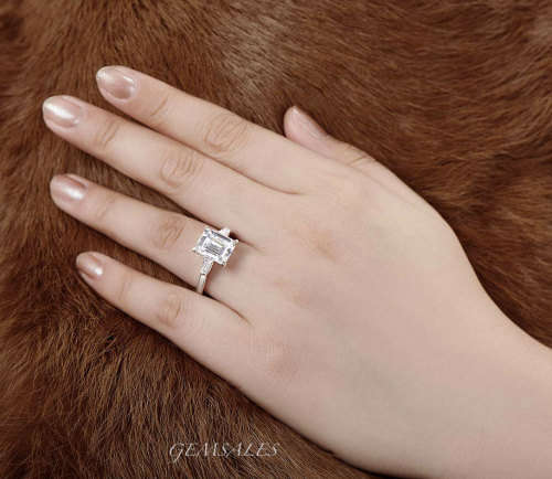 BRILLIANT CUT  2.5Ct EMERALD & BAGUETTE SIM DIAMOND CZ *S925* SIZE  5.75  -  L 1/2  -  51mm