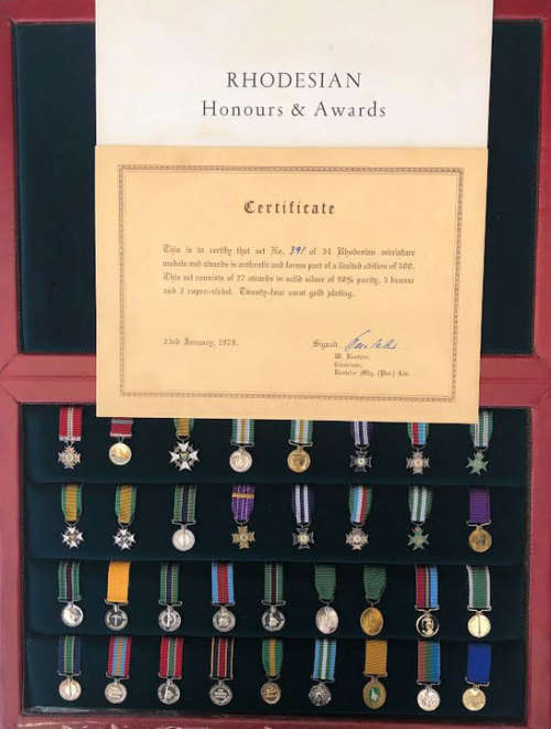 Rhodesian Honours and Awards Miniature Medal Set - With Certificate of Authenticity
