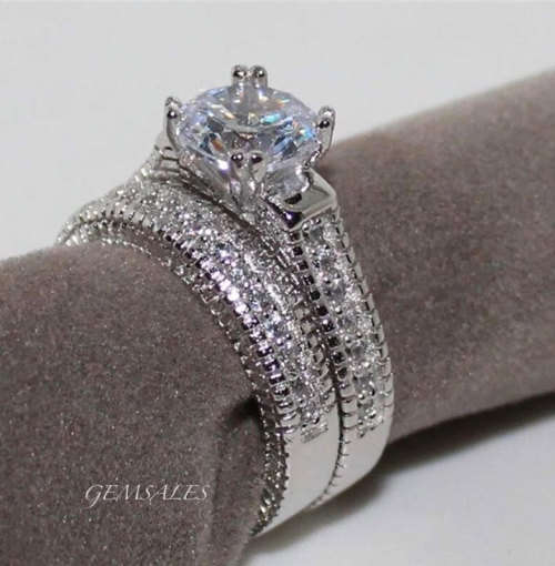 2ct Cr Diamond CZ Wedding Set *S925*    SIZE  7   -   O   -   54.5mm