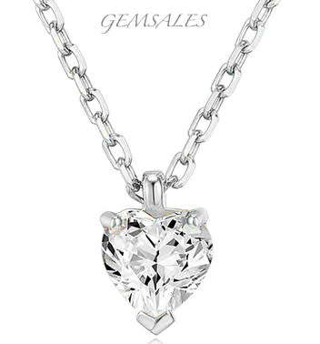 3.50ct CZ Silver Heart Design Pendant Necklace  *CHAIN 40cm + EXTENSION 5cm*