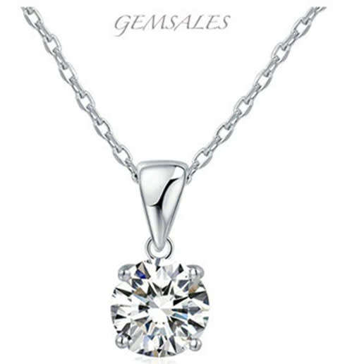 2.75ct Brilliant Cut Round CZ Silver Pendant Necklace  *CHAIN 40cm + EXTENSION 5cm*