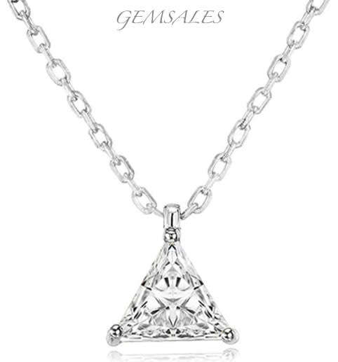 2.0ct Trillion Cut CZ Silver Pendant Necklace  *CHAIN 40cm + EXTENSION 5cm*