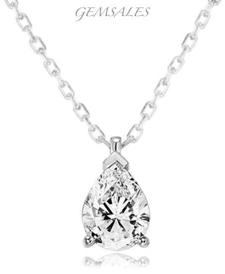 1.0ct Waterdrop CZ Silver Pendant Necklace  *CHAIN 42cm + EXTENSION 5cm*