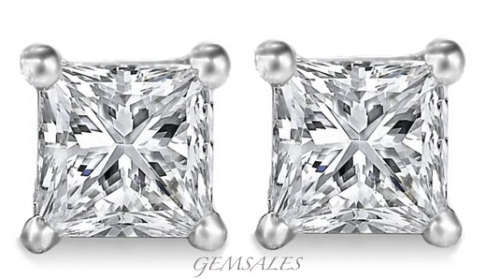 2.9ct Brilliant Princess Cut CZ STUD EARRINGS *EXCUISITE*   8mm x 8mm