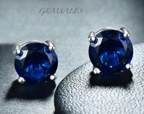 2.0ct Royal Blue CZ STUD EARRINGS *Chic*   8mm
