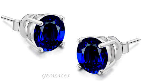 2.0ct Royal Blue CZ STUD EARRINGS *Chic*   8mm