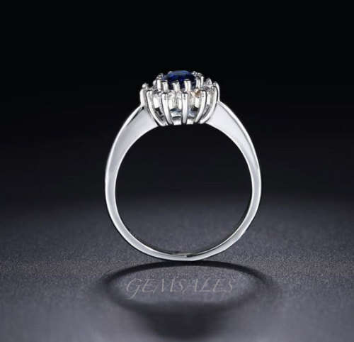 1.0ct.Royal Blue Oval CZ Simulated Sapphire #Dainty Setting 12mm x 10mm# *18KGP*   Size 5.5