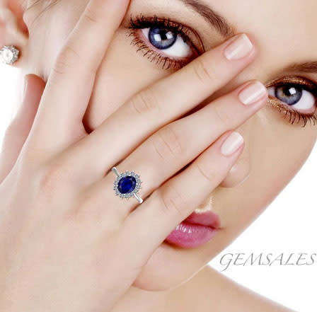 1.0ct.Royal Blue Oval CZ Simulated Sapphire #Dainty Setting 12mm x 10mm# *18KGP*   Size 5.5