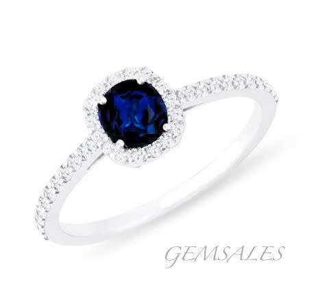 2.75ct Royal Blue Sapphire Halo Setting Micro Pave *18KGP*   Size 7