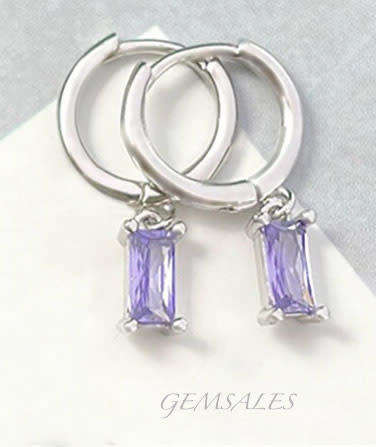 Amethyst CZ Baguette Earrings  *Petite*
