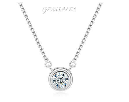 .75ct  CZ Pendant Tube Setting  #ELEGANT#   *CHAIN 42cm*
