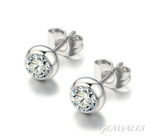 .25ct Silver Earrings Bezel Setting  #ELEGANTt#