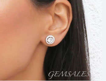 .75ct Brilliant Cut CZ HALO STUD EARRINGS