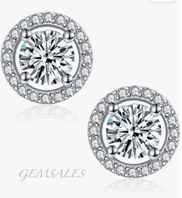 .75ct Brilliant Cut CZ HALO STUD EARRINGS