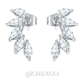 .30ct x 5 Marquise Brilliant Cut  SILVER CUFF EARRINGS