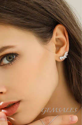 .30ct x 5 Marquise Brilliant Cut  SILVER CUFF EARRINGS