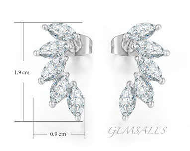 .30ct x 5 Marquise Brilliant Cut  SILVER CUFF EARRINGS