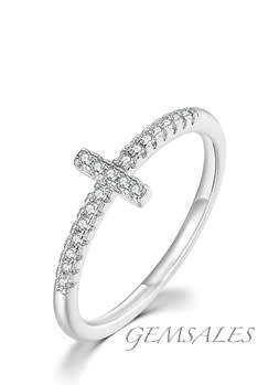 Silver Cross Pave Setting CZ    Size   9