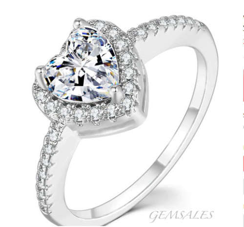 Elegant .75ct Sim Diamond CZ Heart in Halo Setting  #18KGP#  SIZE   9
