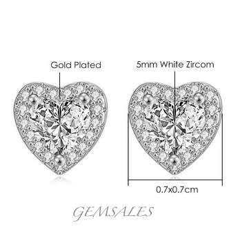 .50ct Silver Heart Earrings Halo Setting  #PETITE#
