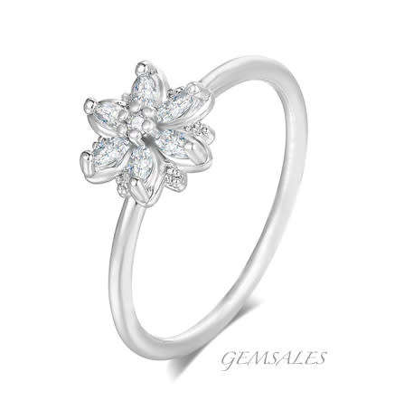 Elegant Silver CZ Flower Setting *UNIQUE*   SIZE  7.25