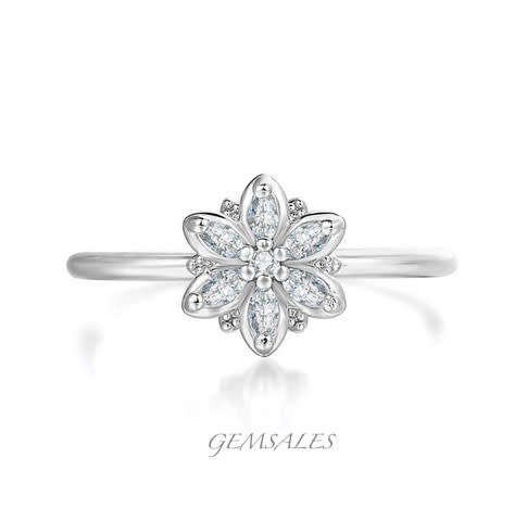 Elegant Silver CZ Flower Setting *UNIQUE*   SIZE  7.25
