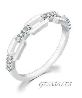 Silver Chain Link Setting CZ  #NEW ARRIVAL#  Size  8