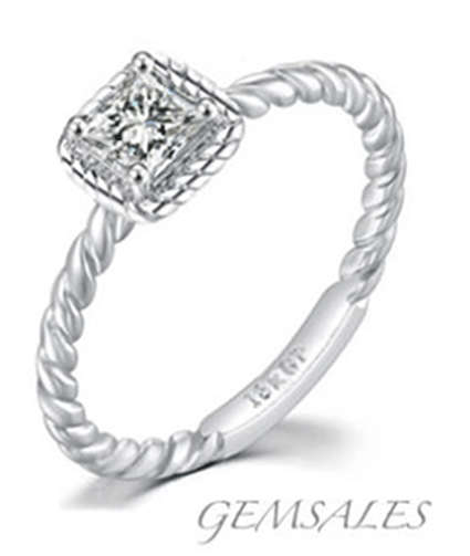 .75ct  Princess Cut Moissanite Rope Setting #NEW ARRIVAL#  *18KGP*    SIZE 8
