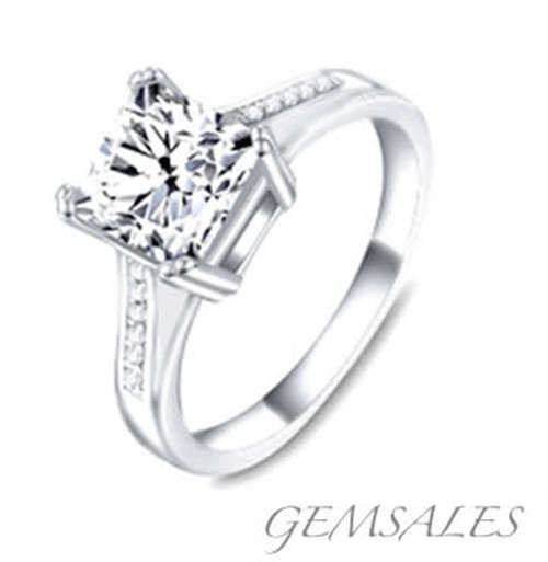 2.9ct  Princess Cut Sim Diamond CZ   *18KGP*    SIZE   8