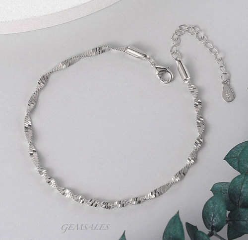 Silver Twisted Bracelet #S925# 19cm + 4cm Extension