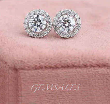 .75ct Brilliant Cut CZ HALO STUD EARRINGS